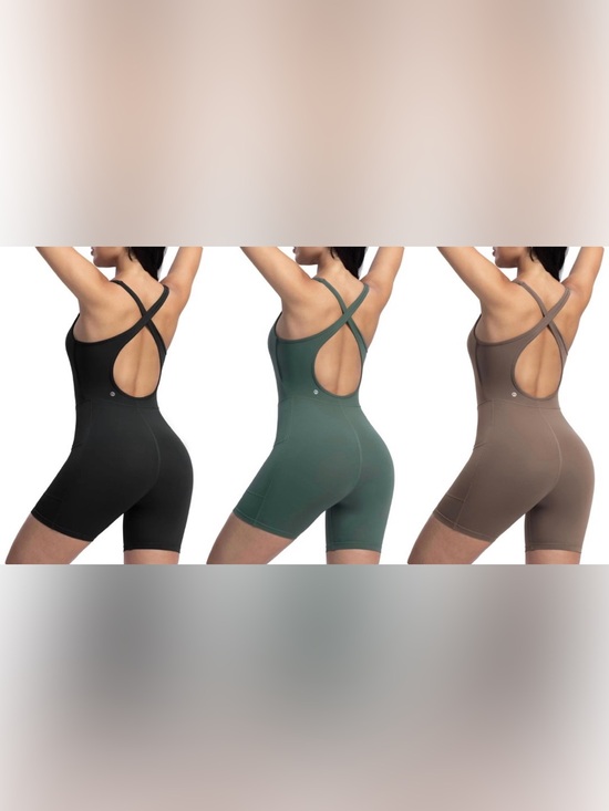 ENERBLOOM Pants - ENERBLOOM Women’s Yoga Bodysuits Athletic Rompers Bundle of 3